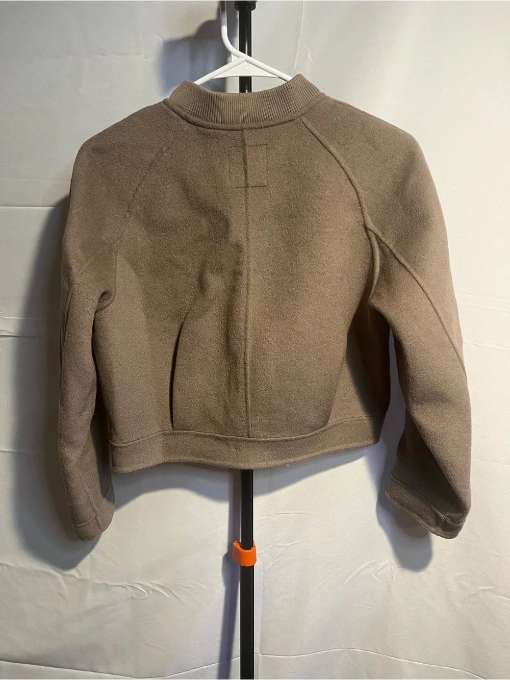 Zara Kids Wool Blend Taupe Cropped Full Zip Up Bomber Jacket SZ 11-12